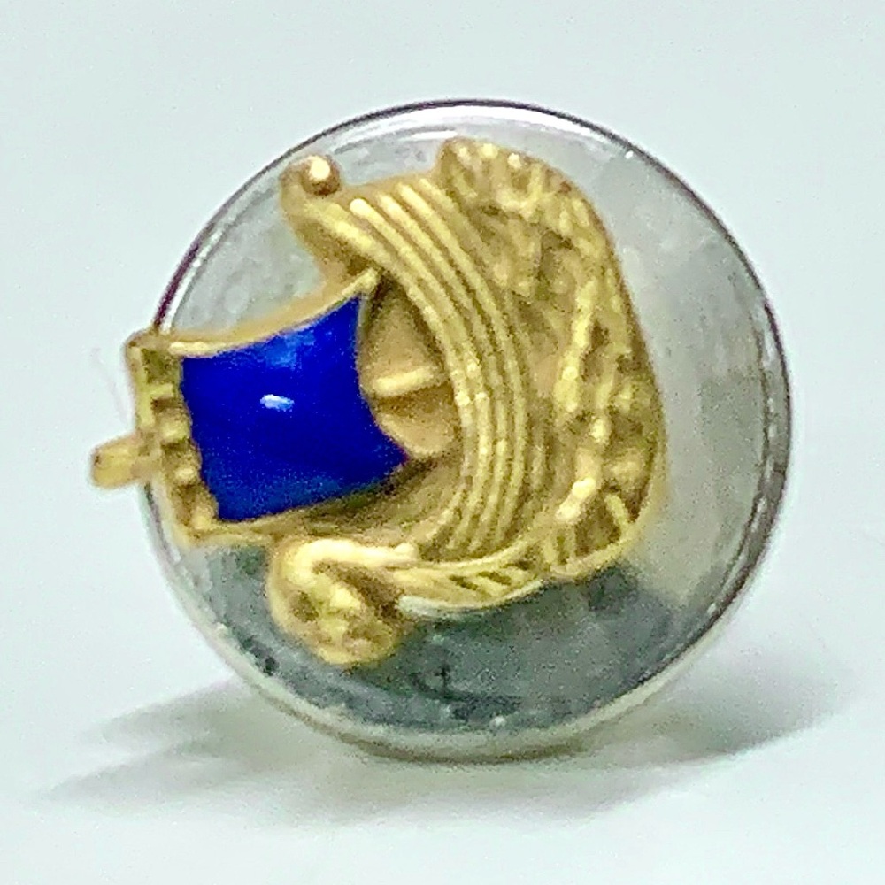 1950s Vtg Gold Tone Alpha Kappa Psi Viking Ship Fraternity Pledge Lapel Pin